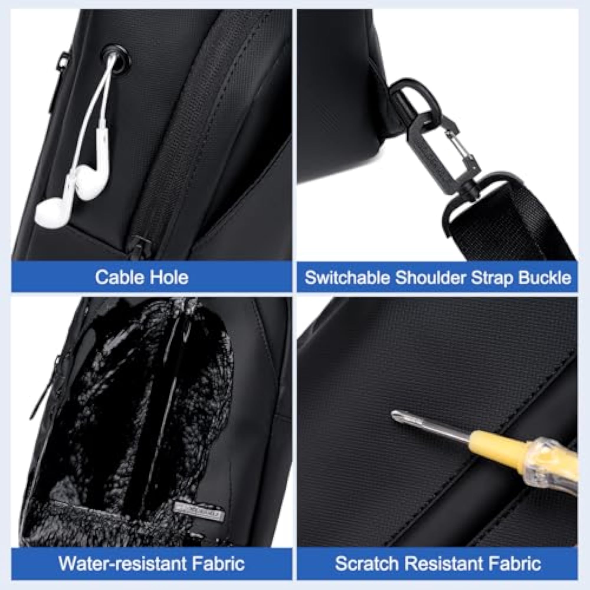 Men's Slim Chest Bag, Fits 8.3" iPad Mini, Stylish Cross Bag