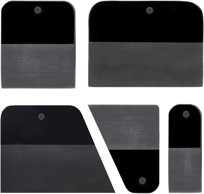 PPF Squeegee Kit 5 in 1 Anti-Scratch Soft TPU Scraper for Vinyl,Small Tint Squeegee Water Blade Scraper for Paint Protection Film,Vinyl Wrap Window Tint Tools (Black Magnet)