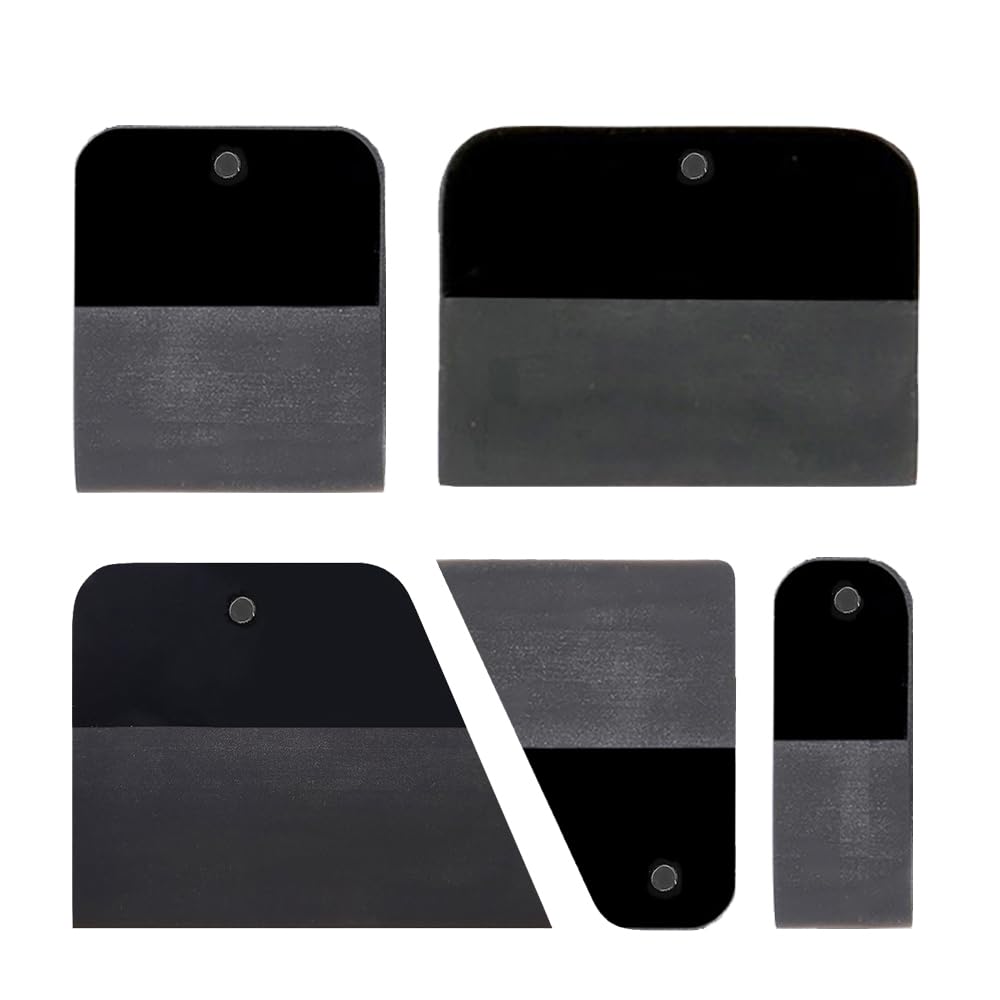 PPF Squeegee Kit 5 in 1 Anti-Scratch Soft TPU Scraper for Vinyl,Small Tint Squeegee Water Blade Scraper for Paint Protection Film,Vinyl Wrap Window Tint Tools (Black Magnet)