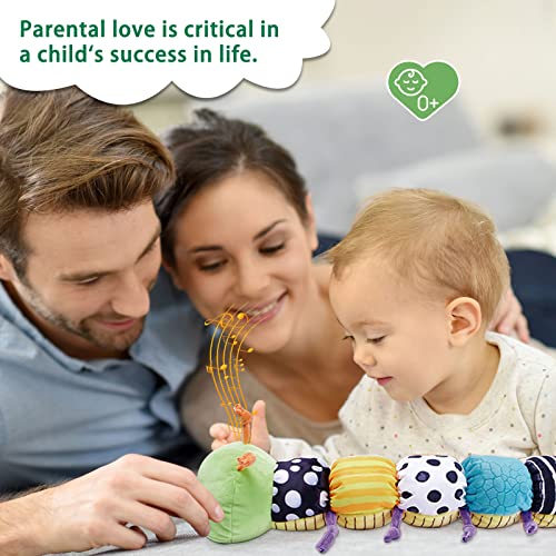 Ussybaby Baby Infant Musical Toy Soft Tummy Time Toy With Multi Textures,Rattle,Crinkle,Newborn Baby Stuffed Animal Toy For 0 3 6 9 12 Months Girls Boy, Gift,Caterpillar #TOP5