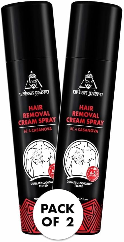 - Hair Removal Spray (200 ml) | Body Hair Removal In 3-5 Minutes For Men| Painless Body Hair Removal Cream For Chest, Back, Legs, Under Arms (Pack Of 2)