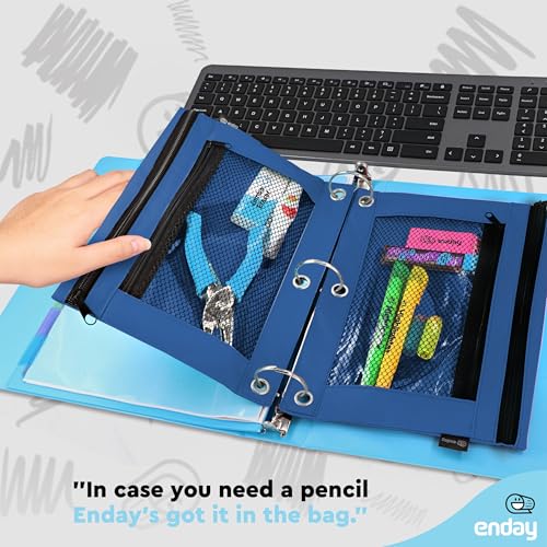 Image of Enday Dark Blue Pencil Pouch for 3 Ring Binder, Zippered Binder Pencil Pouches, 3 Ring Pencil Pouch for Binder, Pencil Case for Binder, Large Pencil Bags for School, Home, and Office