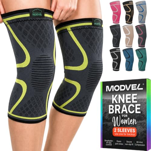 Image of Modvel 2 Pack Knee Brace for Women - Knee Support for Walking, Knee Compression Sleeves for Pain Relief, Knee Sleeves for Women, Knee Brace for Sports, Workouts & Arthritis