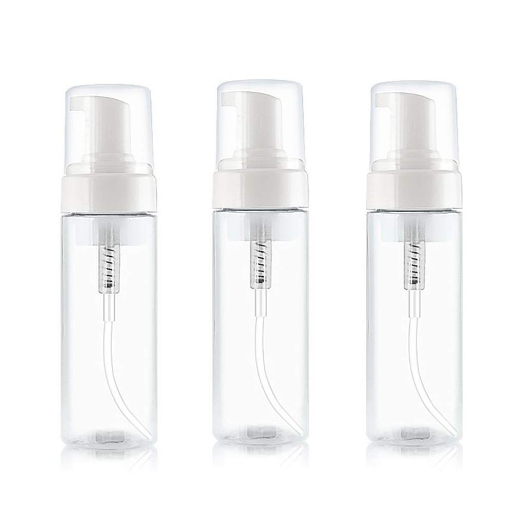 3PCS 100ML /3.4oz Empty Plastic Foamer Bottle Pump Press Foaming Soap Dispenser for Travel Hand Sanitizer Shampoo Shower Gel Face Wash Foaming (Clear)