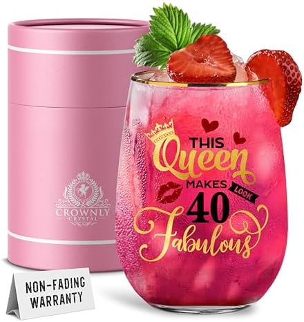 40th Birthday Wine Bag Gift - Elegant Linen Party Favor For Women, Wife, Sister, Mom