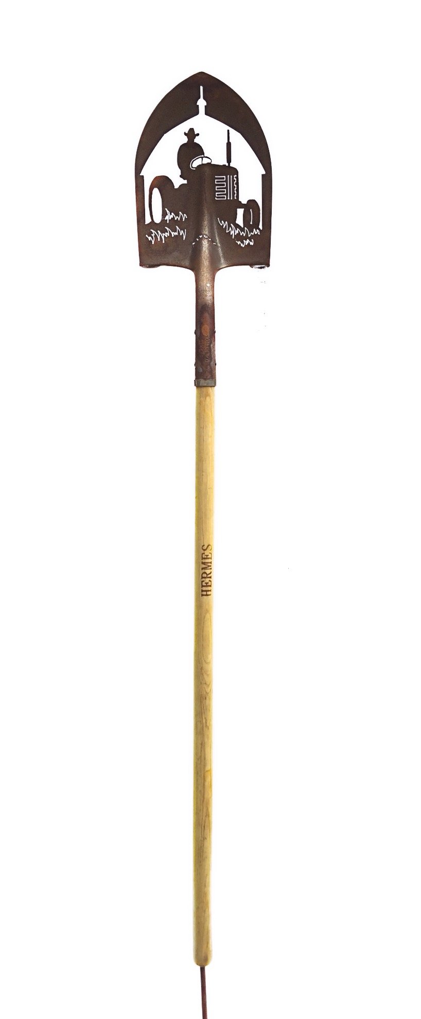Crispe home & garden Edelrost Deko-Schaufel mit Regenmesser - Traktor - Gartendekoration für außen, Höhe: 180 cm