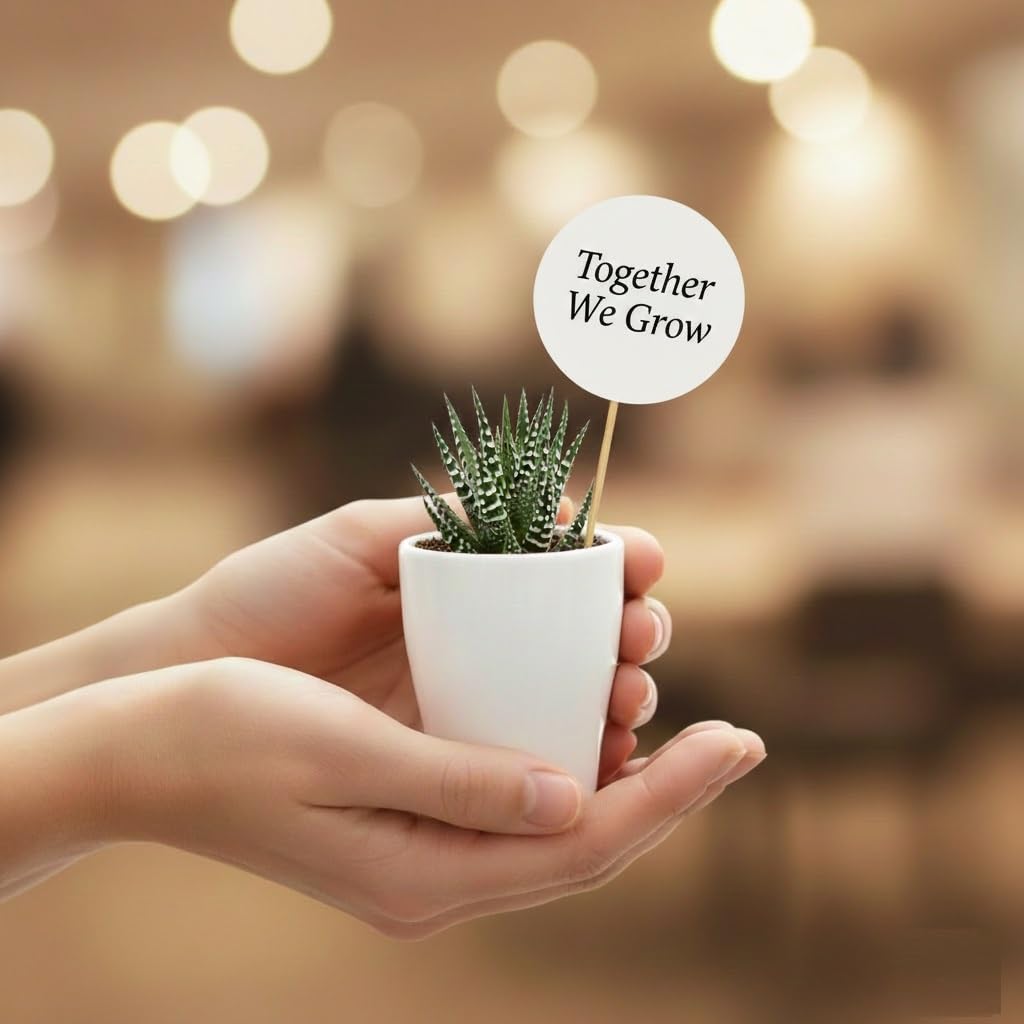 Vdvelde․com - Gastgeschenk Hochzeit, 20 Mini Pflanzen im Keramiktopf | Persönliche Tischdeko für Taufe, Kommunion und Firmenfeier, 20 Sukkulenten Ø 6 cm plus Kärtchen zum Beschriften