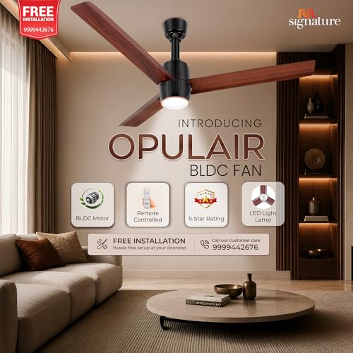Image of RR Signature OPUL AIR 1250mm BLDC Underlight Ceiling Fan with 100% Pure Copper Motor - 35W | 350 RPM High Speed | Remote Control & LED Light | 3 Light Modes | 3 Year Warranty - Mahogany