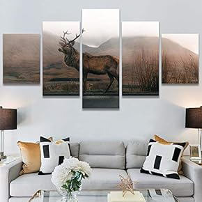 SIGNWIN 5 Panel Canvas Wall Art Animals Cheetah...