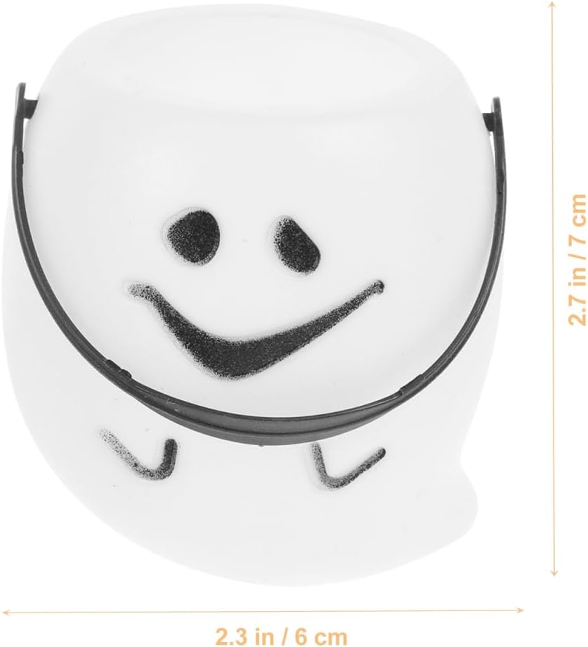 3pcs Halloween Pumpkin Candy Bucket White Plastic with Handles