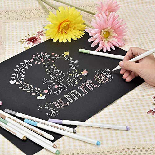 Willilngood Marqueurs Métalliques Feutres 10 Couleurs Métalliques Ecrire sur Toute la Surface,DIY Album, Scrapbooking, Travailler pour la Carte - Image 3