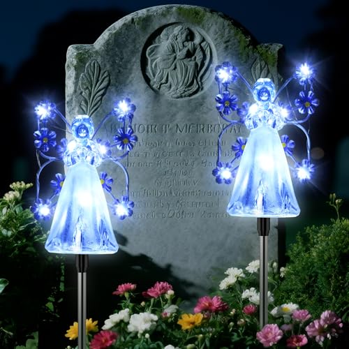 2 Stücke Solarleuchten für Außen, Engel Solarlampen für Außen Garten, 8 Modi Grab Solarlichter Wasserdicht Engel Gartendeko für Friedhof Terrasse Balkon, Gedenkgeschenk 2 Stücke Solarleuchten für Außen, Engel Solarlampen für Außen Garten, 8 Modi Grab Solarlichter Wasserdicht Engel Gartendeko für Friedhof Terrasse Balkon, Gedenkgeschenk