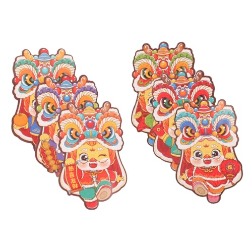 TENDYCOCO 6個年龍年 春節用装飾赤封筒 風伝統模様入り 厚手耐久素材 春の祭