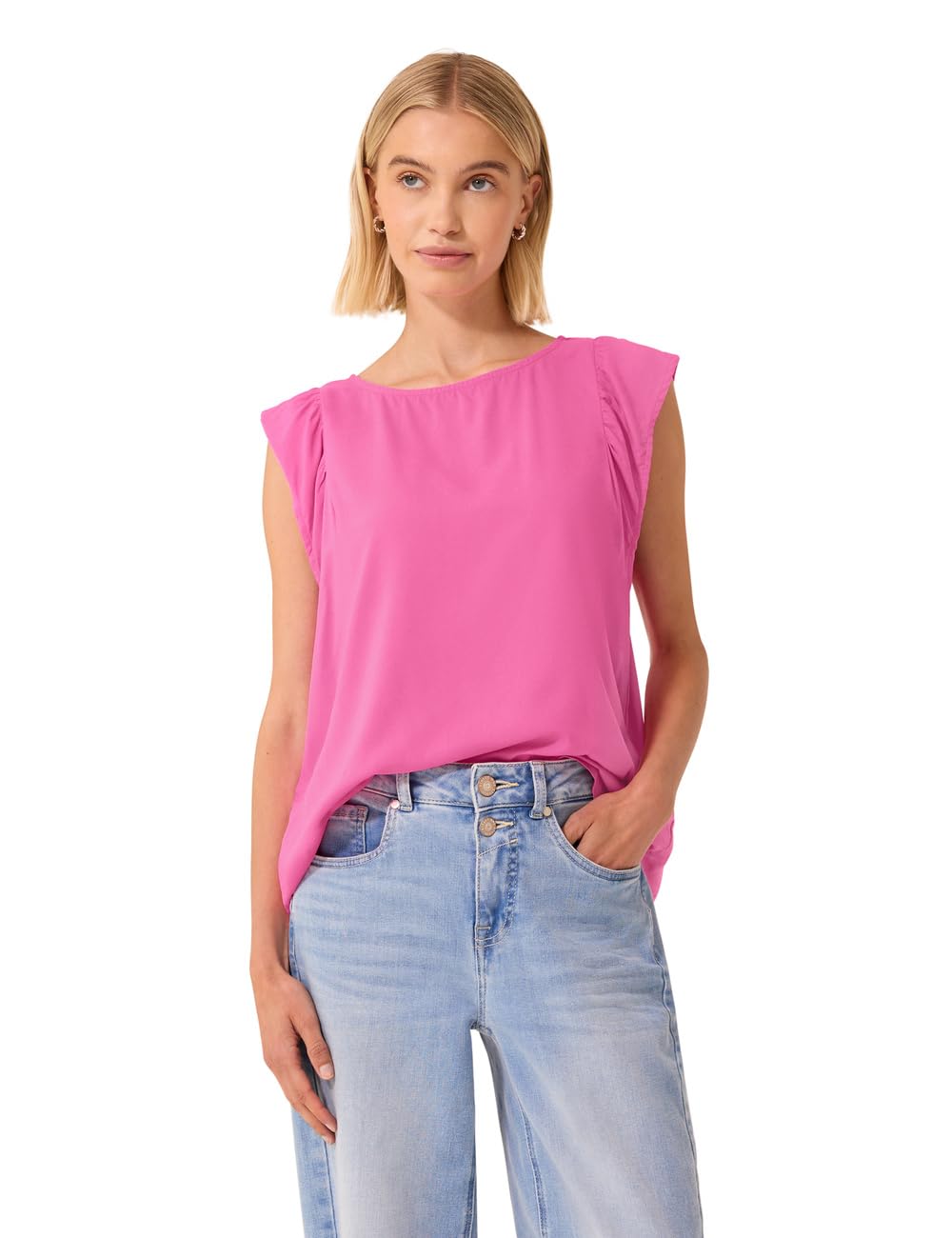Street One Studio Dropped Shoulder Blouse Shirt with Crew Neck Simply Pink 42