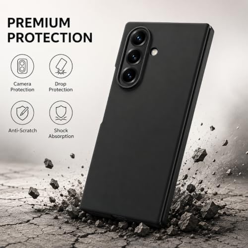 Image of amazon basics Slim Matte Hard PC Back Cover Case for Samsung Galaxy Z FOLD 8 Ultra with Integrated Hinge Protection and Smooth Anti-Fingerprint Finish (Midnight Black)