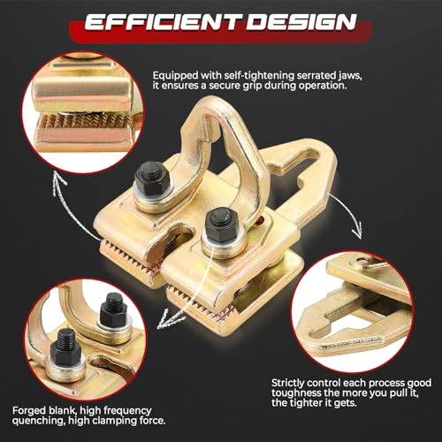 Image of NATGAI Right Angle Auto Body Pull Clamp | 5 Ton Two-Way Self-Tightening Pull Clamp, Multi Hook Point Frame Repair Tool for Car Collision, Dent Pulling, Panel Straightening, and Auto Body Work