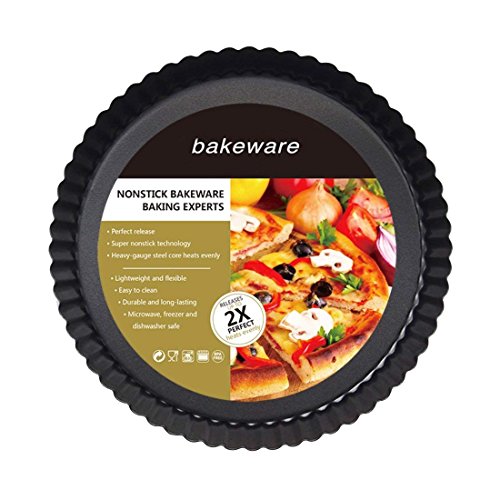 Teglia antiaderente e a rilascio rapido, con fondo rimovibile, per torte, quiche e crostate rotonde, con Rem, 23 cm