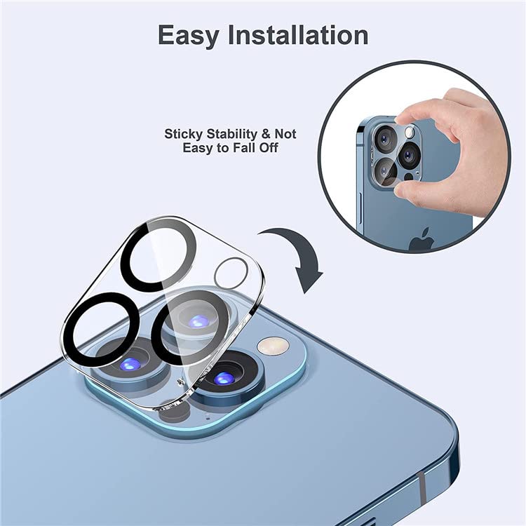 Image of Skinomi Back Camera Tempered Glass Lens Protector Compatible for Apple iPhone 13 pro max with Edge to Edge Coverage and Easy Installation Kit, Pack of 2