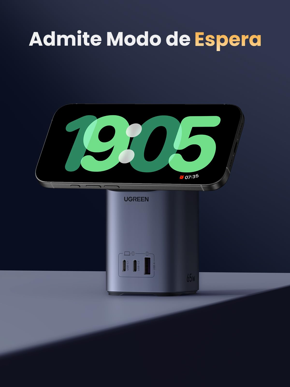 UGREEN Nexode 65W Cargador USB C con Carga Inalambrica Qi2 de 15W Adaptador | Compatible con MagSafe iPhone 17 Pro MAX Air 16 15 14 13 Galaxy S26 25 24 iPad MacBook