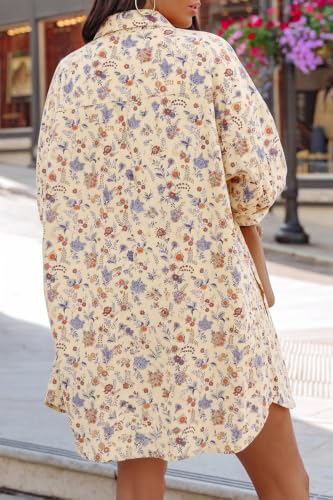 Image of FSHAOES Womens Oversized Button Down Shirts Casual Loose Long Sleeve Solid Lapel Long Blouses Tops with Pockets
