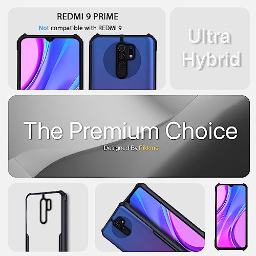 Image of Outlouders Back Cover for Redmi 9 Prime /Poco M2 | Ultra Hybrid Transparent | Full Camera Protection | Raised Edge | Crystal Clear Bumper Case(Black)