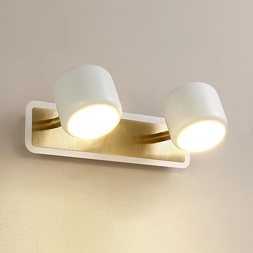 Aplique de pared LED moderno de 3 luces para baño, 19.7 in (19,68 pulgadas), blanco, luz cálida de 3000 K, 10 W, iluminación contemporánea para