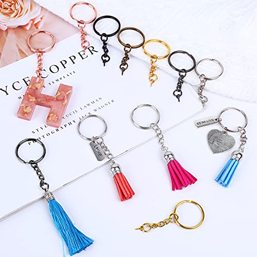 300Pcs Split Key Rings With Chain Parts - Cludoo 100Pcs Metal Split Keychain Ring And 100Pcs Jump Rings And 100Pcs Screw Eye Pins In 6 Color For Holiday Decoration And Key Charm And Gift Accessories #TOP6
