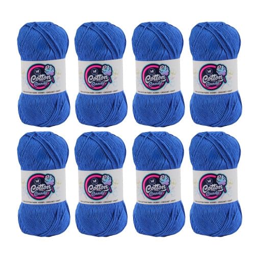 Image of NESTNHAVEN Cotton Candy 100% Cotton Yarn - (100g, 185 Meters) - Luxury Yarn for Crochet, Amigurumi, Embroidery, Toys, Garments, Flowers and Hobby, Projects. (Dark Blue) | (800 Gm)