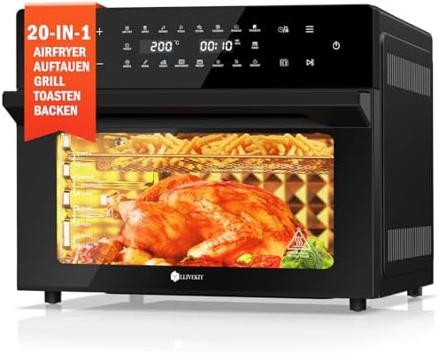 30L Air Fryer Oven XXL with Rotisserie, Mini Oven with 20 Program...