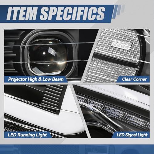 Image of Auto Dynasty LED DRL Headlight fit 02-05 Dodge Ram 1500 2500 3500, Black | Auto Dynasty LED DRL Headlight for 02-05 Dodge Ram 1500 2500 3500, Sequential Turn Signal Projector Headlights, Black Clear