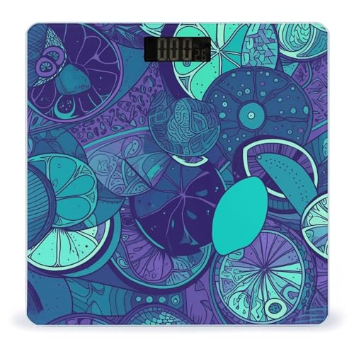 Báscula Digital de Baño Azul Teal Lemon 26x26 cm vidrio templado