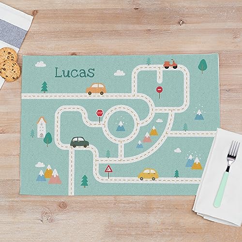 Wanapix | Manteles Individuales Personalizados | Mantel Infantil de Tela | Salvamantel para Niños | Impermeable y Apto para Lavadora | 50x35 cm | Carretera