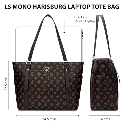 Image of Lavie Signature Women's Harisburg Monogram Tote Laptop Bag | Tote Laptop Bag for Work | Ladies Purse | Stylish Shoulder Bag | Gift for Women