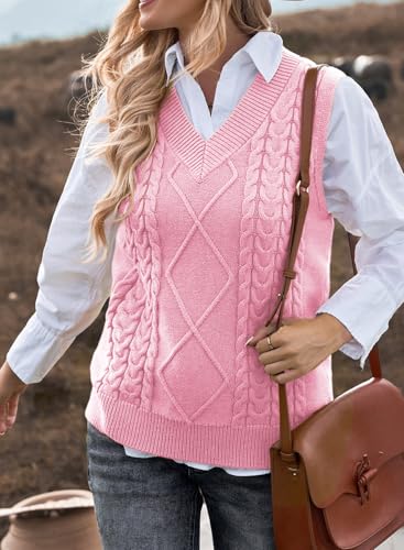 Image of EVALESS Oversized Sweater Vest for Women V Neck Sleeveless Solid Color Loose Pullover Sweater