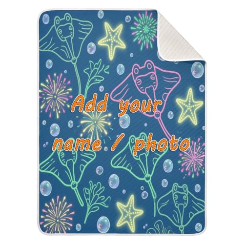 Custom Ocean Animal Manta Ray Starfish Colorful Blanket for Baby Girl Cozy Custom Print cat Blankets for Kids for Girls or Boys 30x40in articulos para Bebes recien nacidos ni?a