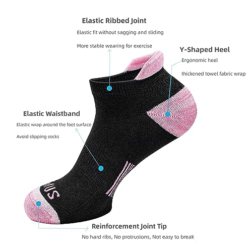 6 Pairs Women's Ankle Socks for Running Athletic Workout No Show Socks Soft Cushioned Low Cut Tab Socks,Multicolored2
