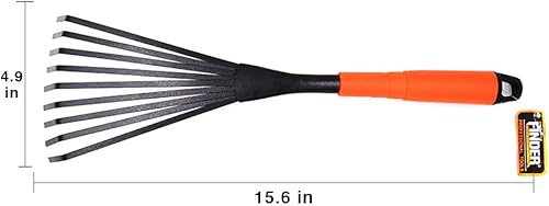 Miniatura 3 de Rastrillo de mano de acero con mango ergonómico, rastrillo de hojas pequeñas, ideal para jardinería, cultivo, barrido de jardín y camas de flores