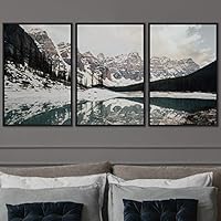 3 Piece Framed Canvas Wall Art Winter Lake Canvas Prints Home Artwork Decoration for Living Room,Bedroom - 16