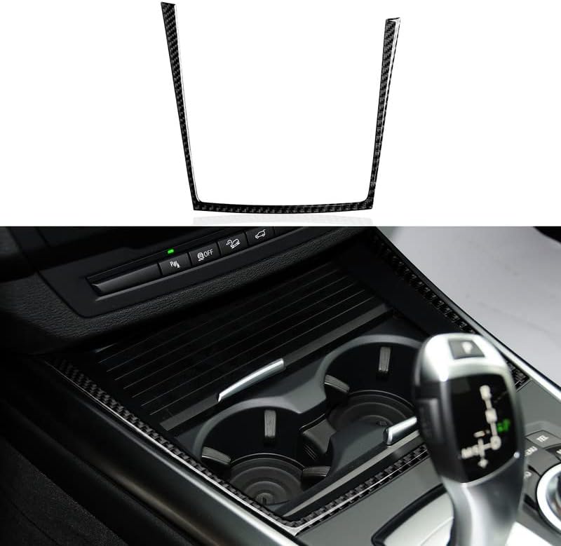 Miniatura 1 de Calcomanía de fibra de carbono para portavasos de automóvil, compatible con BMW X5 E70 2006 2007 2008 2009 2010 2011 2012 2013, X6 E71 no es