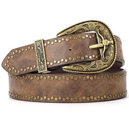 Western Belts for Women Men Vintage Men's Country Belt for Jeans Cowgirl Cowboy Christmas Gifts