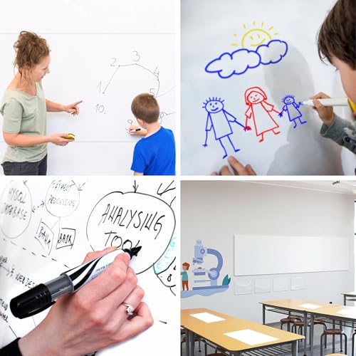 FENTIS Selbstklebender Whiteboard-Aufkleber Wandaufkleber Tafel aus Kunststoff Vinyl Aufkleber Wandkontaktpapierrolle für Heimwerken Funktioniert Schule Klassenzimmer Zuhause Büro 44x200cm