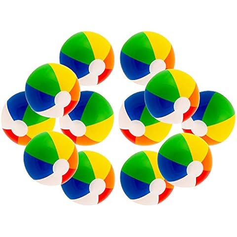 12" Rainbow Colored Party Pack Inflatable Beach Balls - Beach Pool Party Toys (12 Pack) Cover