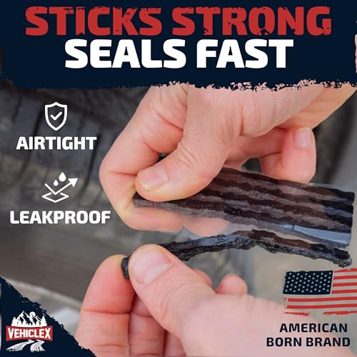 Image of Vehiclex Flat Tire Repair Plugs - 30pcs Heavy Duty Plug and Patch Kit for Emergency Repairs, Black (Pack of 2)