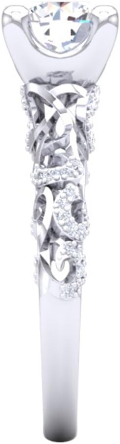 Dazzlingrock Collection Round White Cubic Zirconia Vintage Split Shank Engagement Ring 2 1/2 CT, Sterling Silver