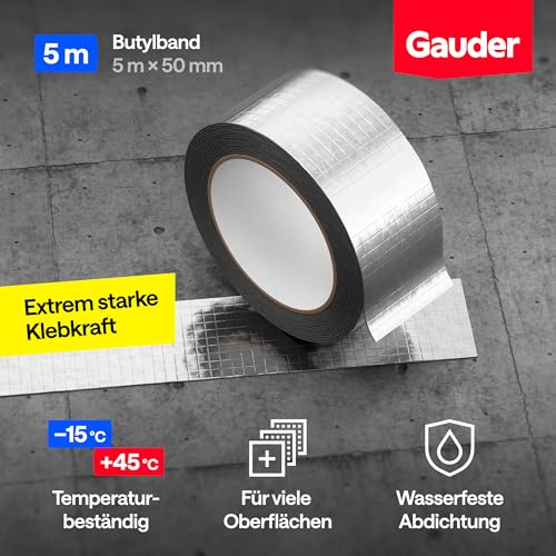 GAUDER Butylband wasserdicht selbstklebend - Dichtband (50 mm x 5 m) – Ansicht 2