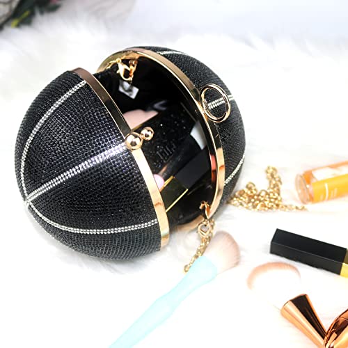 Image of Football Purse Rhinestone Sparkly Glitter Clutch Purses Women Bling Evening Bag Crystal Rugby Ball Shaped Novelty for Party
