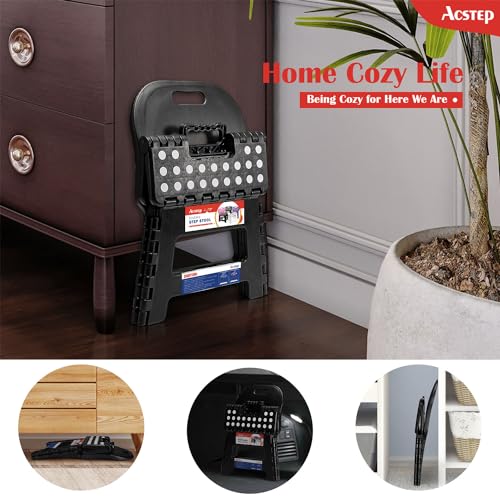 Image of Folding Kids Step Stool with Back Support for Kids,9 inch Plastic Kids Chair for Outdoor or Indoor Kitchen Step Stools and Bathroom Stool for Toddlers Boys Girls