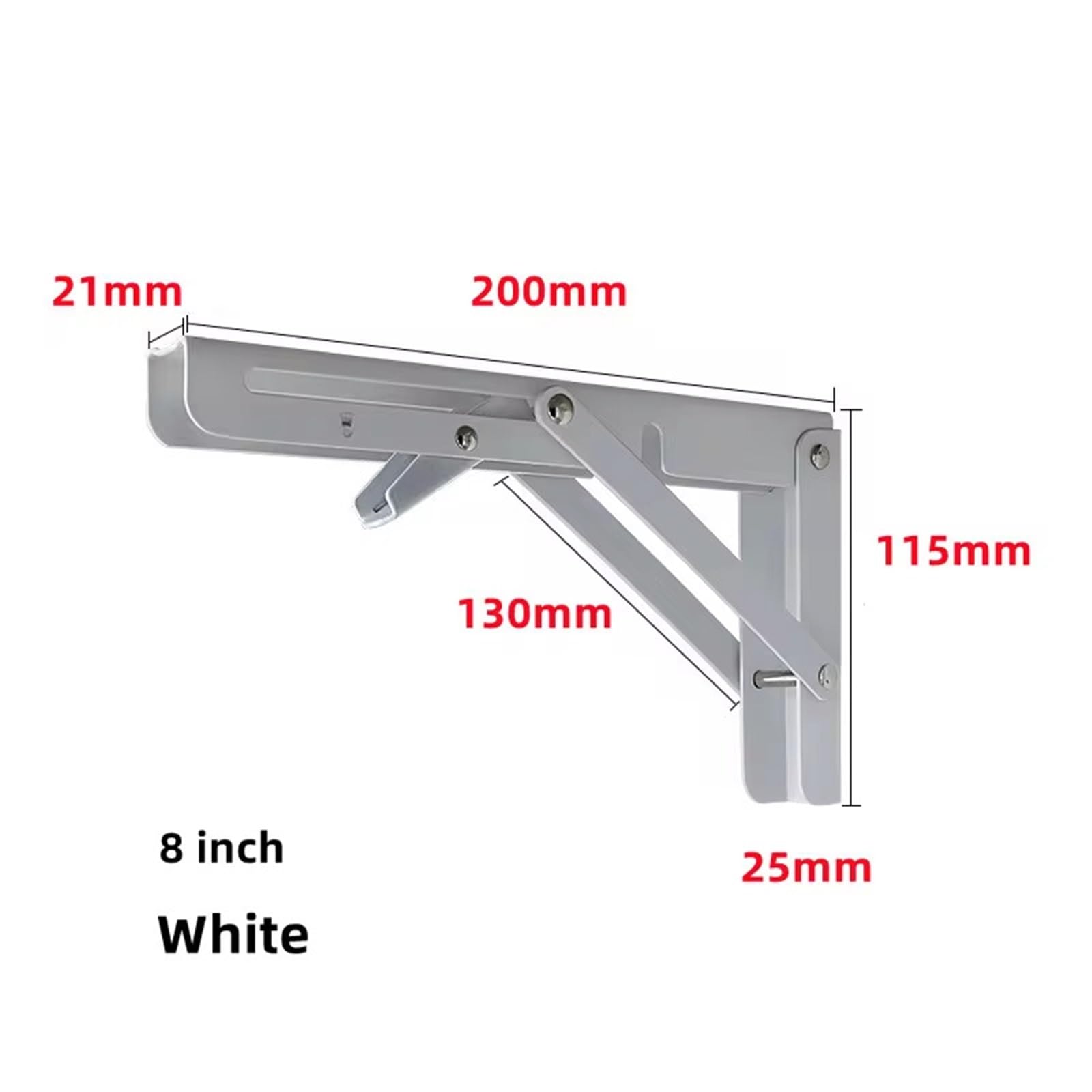 Escuadras Metalicas 2 estantes de pared ajustables con soporte pesado y plegables triangulares for mesa metal(2PCS White 8 inch)
