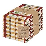 Urban Villa Harvest Check Print - Juego de 6 toallas de cocina de 20 x 30 pulgadas, 100% algodón, altamente absorbentes, toallas de cocina de alta calidad, ultra suaves con esquinas ingletadas