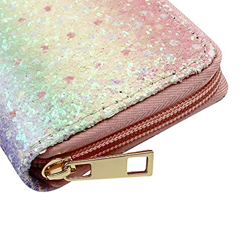 Women Small Short Wallets Mermaid Scale Coin Purse Credit Card Holder with Zipper for Teen Girls, one size3